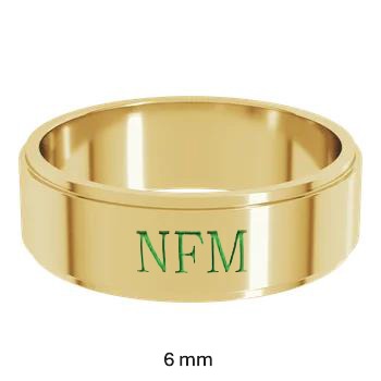14K Yellow Gold Stepped Edge Plain Band 4 mm or 6 mm